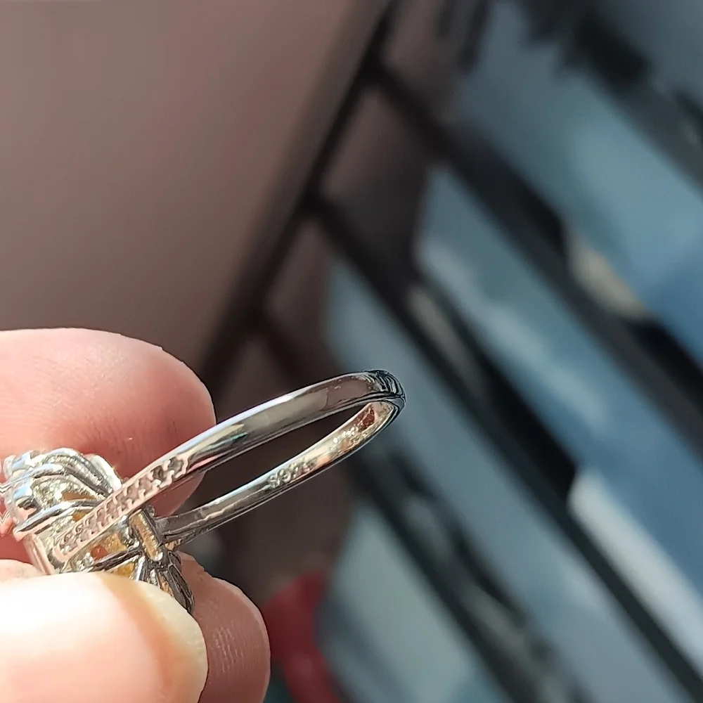 Beautiful Citrine & Cz Fashion Ring .925 Size 8 - Picture 7 of 8